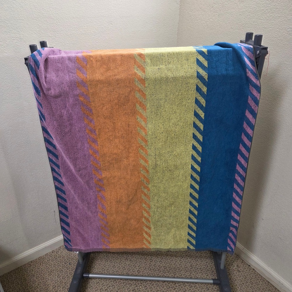 Vintage J. G. Hook Beach Towel 100% Cotton Made in Portugal 30x60 Striped Retro